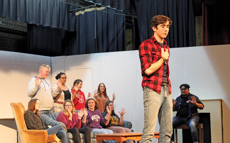 Press photos/Jake Browning Tyler Martin delivers the opening monologue in “The Plot, Like Gravy, Thickens.”