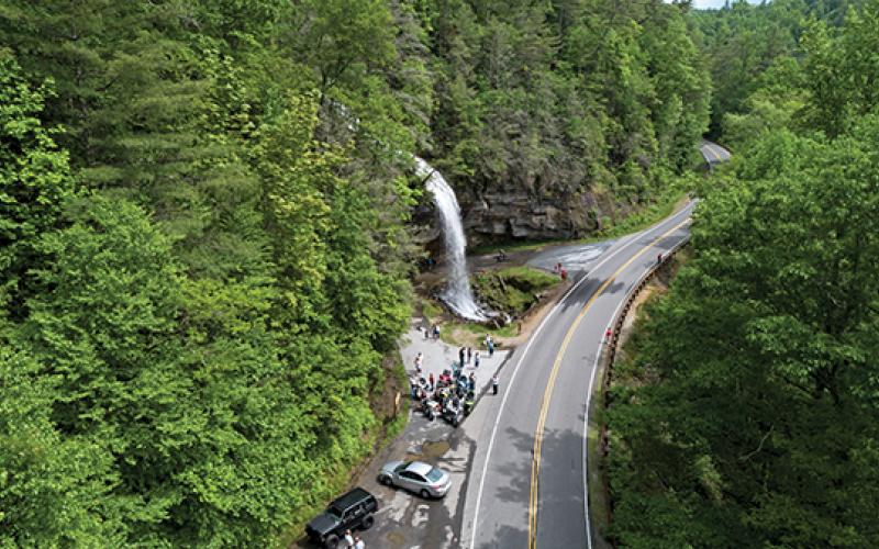 Photo/Eric Haggard - Highway 64 at Bridal Veil Falls will be closed to traffic from 9 a.m. to 6 p.m. each day and will operate in a one-lane pattern with a traffic signal overnight from March 29 to April 16.