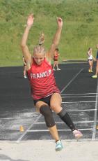 Conference Field Event MVP Kamden Reis competes in the long jump during the Mountain Eight Outdoor Championships at North Henderson April 30. (Press file photo)