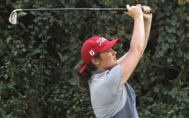 Press photo/Andy Scheidler - Alex Torres watches her tee shot on hole No. 12 at The Golf Club at Mill Creek during a home match earlier this season.