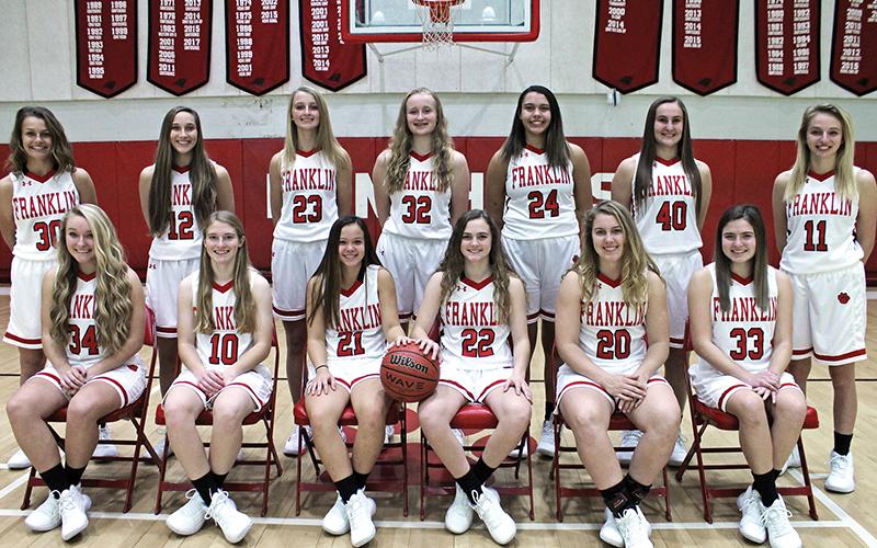 Press photo/Andy Scheidler - Franklin is set to tip off the 2019-20 season Saturday at Highlands. Front row, from left: Corey Burrell, Kandice Parker, Nevaeh Tran, Kyndell Burns, Taylor Carlton, Sydney Chapman. Back row: Tory Ensley, Chela Green, Sierra Wade, Canaan Drake, Sydney Williams, Makayala Brewer, Chesnie Berry.