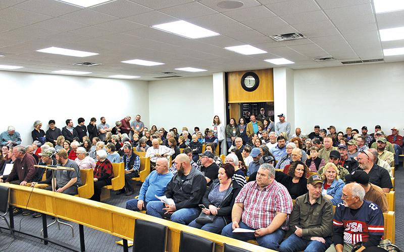 Press photo/Jake Browning Even after moving the meeting to a courtroom, the commissioners barely had enough room for everyone attending their meeting on March 10.