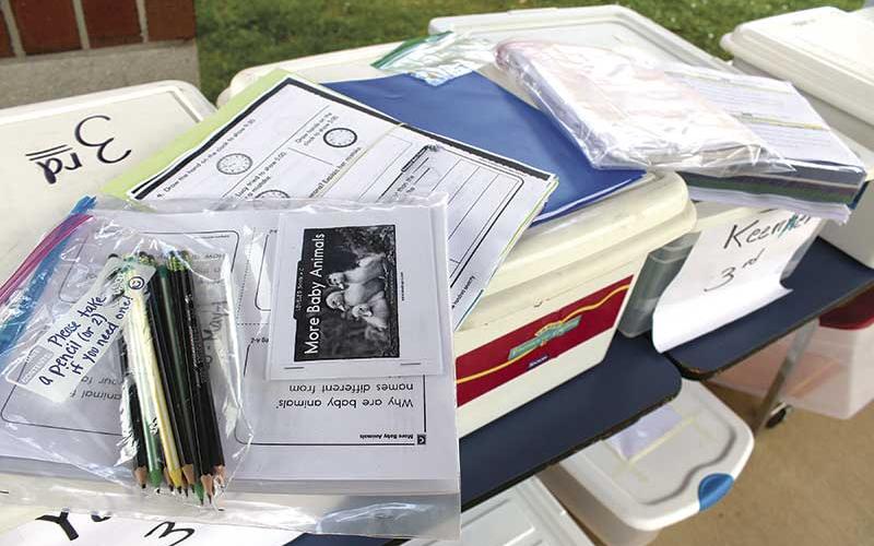 Press photo/Jake Browning - A work packet for each grade level is provided at South Macon Elementary.