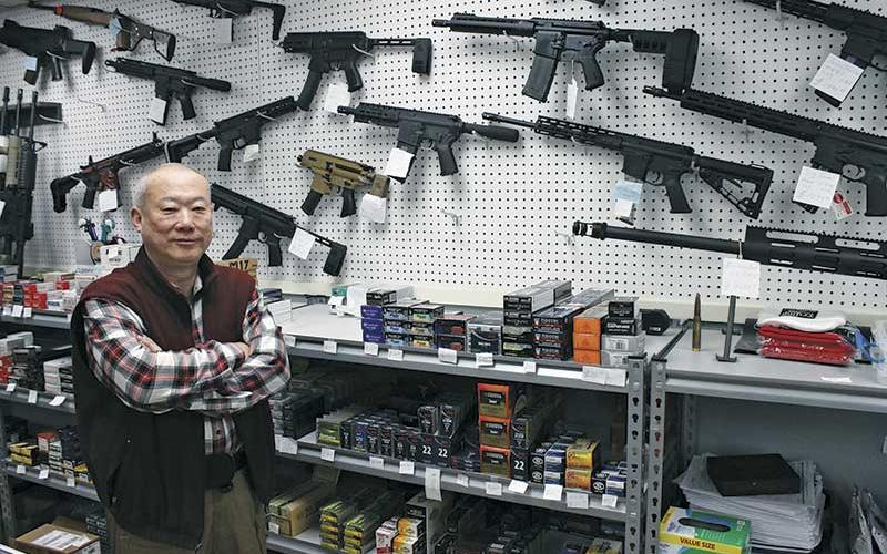 Press photo/Andy Scheidler - Jeff Wang, owner of Jeff’s Ammo &amp; Guns, said he had a run on weapons and ammunition when concern over the coronavirus spiked.