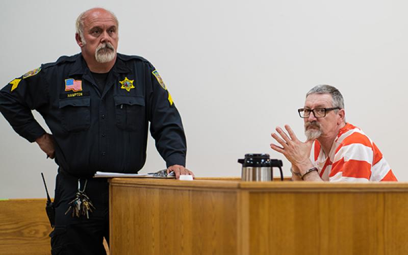 Photo/Quintin Ellison- From left: Sgt. Doug Hampton of the Macon County Sheriff’s Office and defendant Paul Eugene Snow.