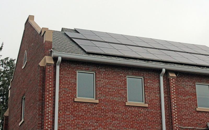 Press photo/Jake Browning - Mountain View Intermediate School’s solar power station would function similarly to an array that was installed on the roof at First United Methodist Church.