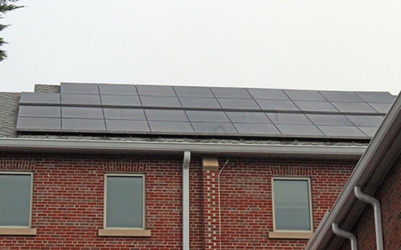 Press photo/Jake Browning - Mountain View Intermediate School’s solar power array would function similarly to an array that was installed on the roof at First United Methodist Church.