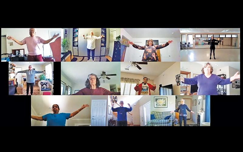 Photo submitted With the Crawford Senior Center closed, Lynn Rigg’s tai chi class has moved to Zoom.