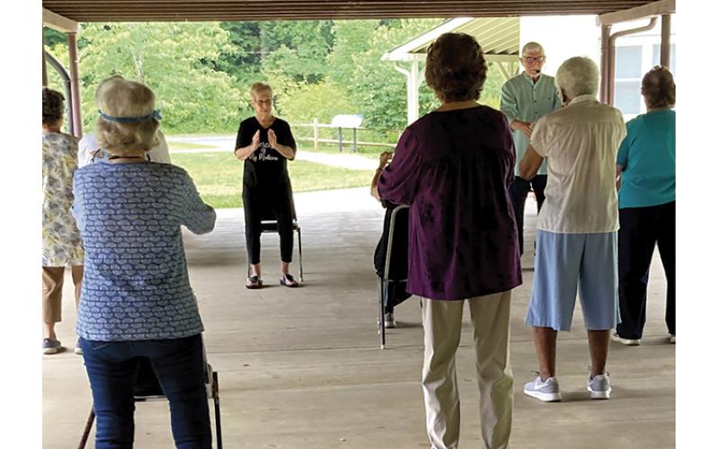 Press photo/Jake Browning Yoga classes are one of the low-impact exercise programs that seniors can now enjoy at the Crawford Senior Center both in-person and remotely.