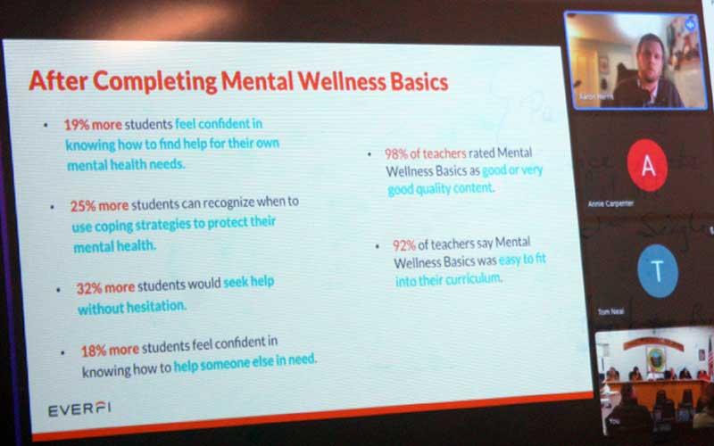 Press photo/Jake Browning - The Board of Education meeting on Nov. 15 included a discussion about a partnership with EVERFI to implement at Mental Wellness Basics program.