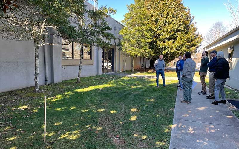 Press photo/Mia Overton - Town Council members discuss the area under consideration for a lease to Root + Barrel.