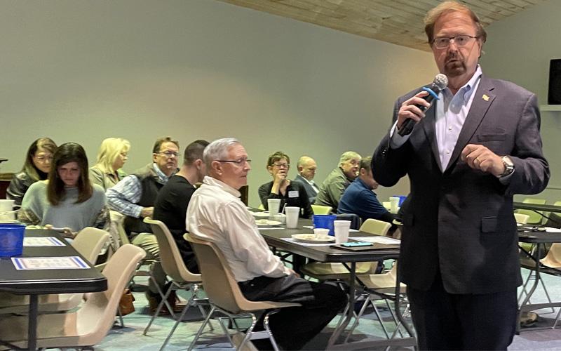 Press photo/Mia Overton Congressman Chuck Edwards speaks at the Rotary Club of Franklin meeting on Jan. 18. The new 11th District congressman spent last week touring Western North Carolina.