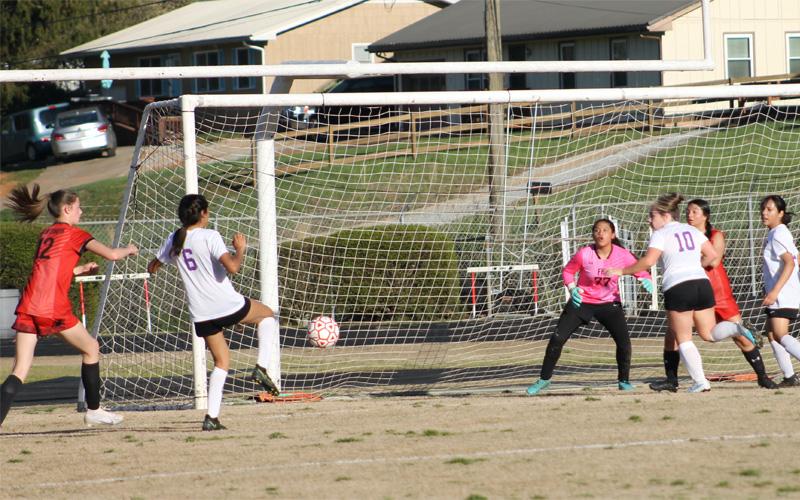 Press photo/Will Woolever Freshman goalkeeper Carramia Anthony-Ramos guards the net versus North Henderson March 27.