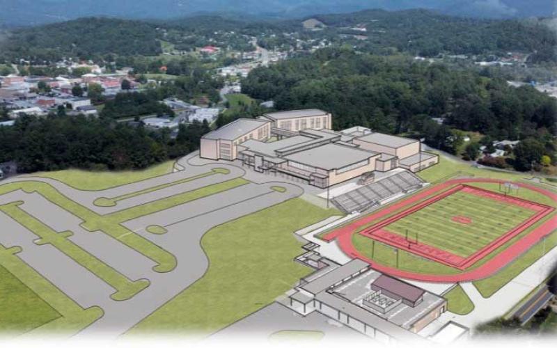 Graphic/LS3P - A computer-generated graphic showing one of the proposed plans for a new Franklin High School.