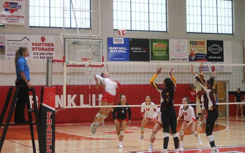 Press photo/Will Woolever - Senior outside/opposite hitter Talley Kinsland attempts a spike versus Cherokee Aug. 15 on Tom Raby Court.