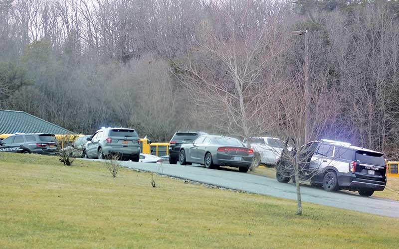 Press photo/Thomas Sherrill - Law enforcement vehicles converged at Mountain View Intermediate School on Tuesday, Jan. 16, to respond to a threat against the school.