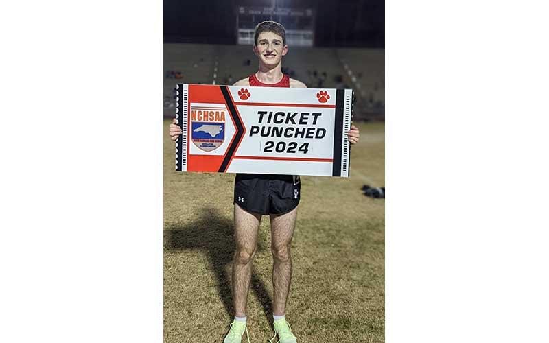 Photo courtesy of Melissa Ward - Senior Barrett Stork is pictured after qualifying for the state meet in the 1,600-meter run Jan. 20.