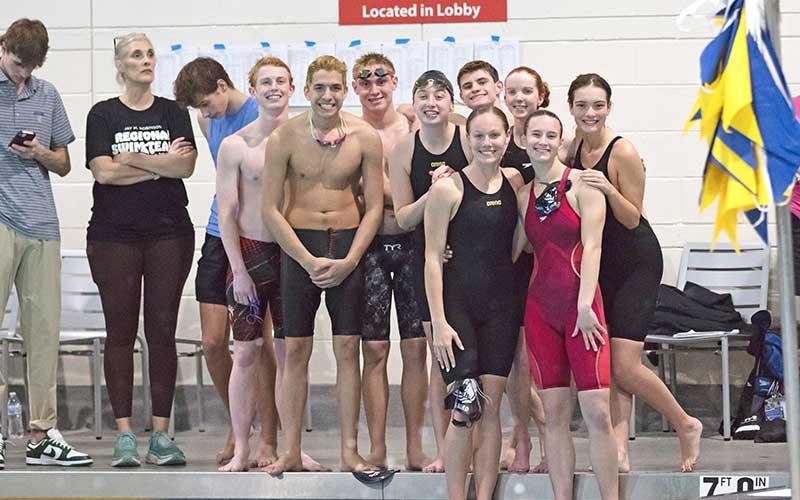 Photo courtesy of Amy Ballard - Members of Panther swim and dive are pictured at the 3A West Regional in Charlotte Feb. 3.