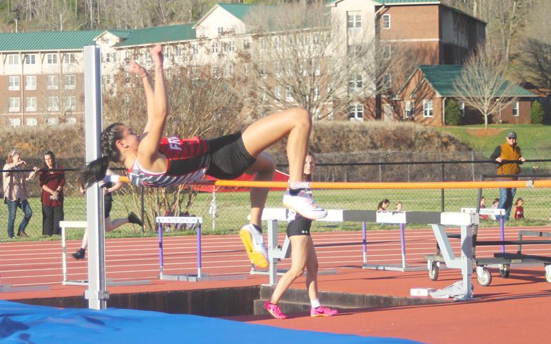 Press file photo. Junior Justus Bradford competes in the high jump at Western Carolina University March 8.