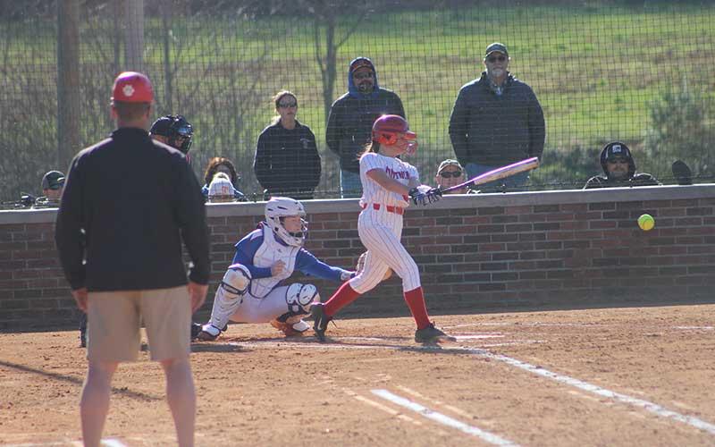 Press photo/Will Woolever - Senior Laura Holland hits a groundball versus Madison at Macon Middle School March 28.