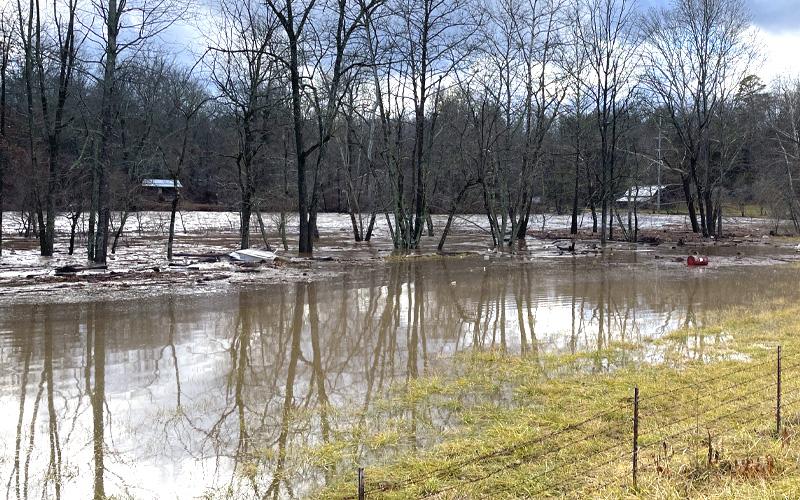 Press photo/Mia Overton. Flooding just below the Lake Emory Day following heavy rains this past January.