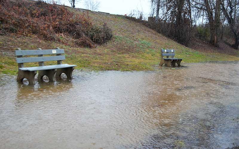 Press file photo - Flooding this past January along the Little Tennessee River Greenway near the Tassee Shelter on Ulco Drive in Franklin.