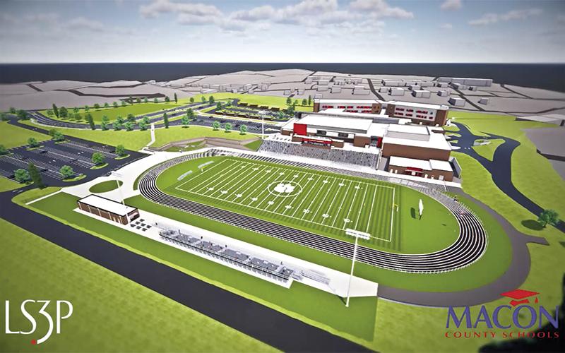 Image/Macon County Schools. A drawing of the new FHS campus as presented in October 2023.