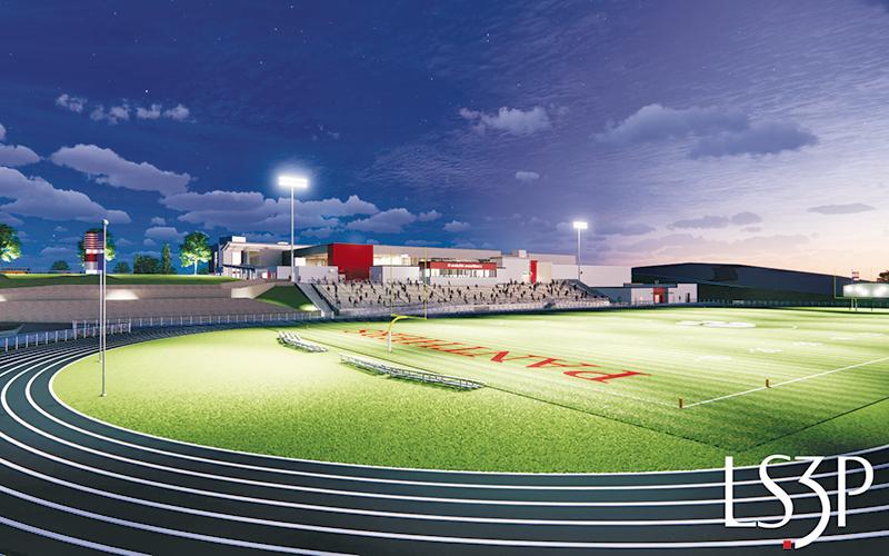Graphic/LS3P - A drawing showing the proposed new stadium at Franklin High School. Construction is expected to begin following the end of football season.