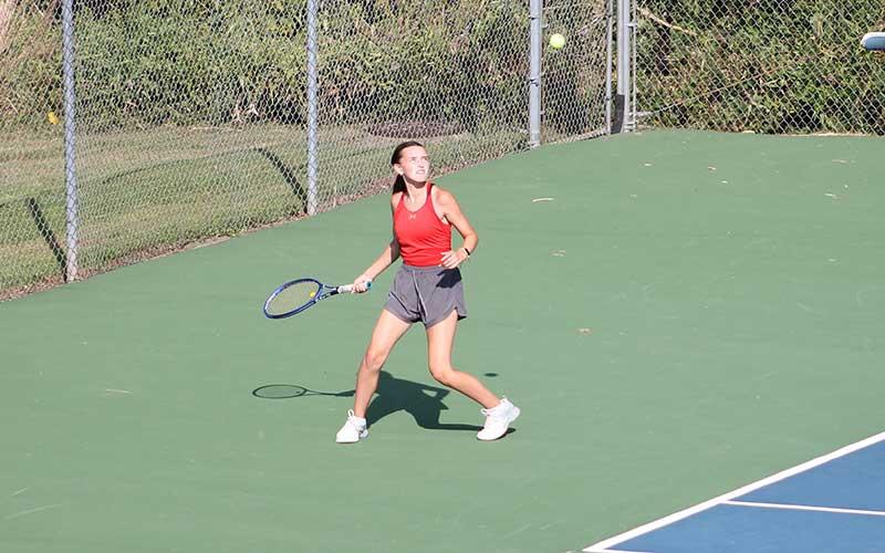 Press photo/Will Woolever - Junior Marlee Barnes looks a ball in vs. North Henderson Aug. 28.