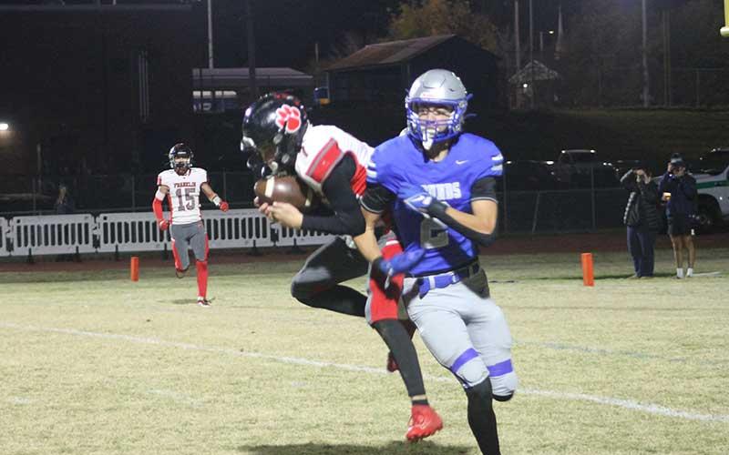 Press photo/Will Woolever - Senior Talon Smith intercepts a pass at Statesville Nov. 15.