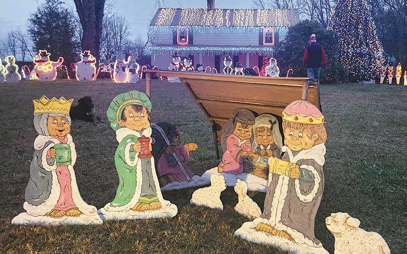 Press photo/Thomas Sherrill - A light display at Fred Haller’s home on Rabbit Creek Road. The lights are on from 5:30-9:30 p.m. during the entire month of December. Haller says people can turn around in his driveway to view all the lights.