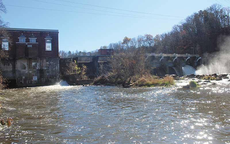 Press file photo - The Macon County Planning Board is slated to discuss the Lake Emory Dam at its Jan. 2 meeting. This follows a request made in 2024 by now-former Commissioner Paul Higdon to research the possibility of removing the dam. Higdon said removing the dam would make the Little Tennessee River more free-flowing and a great recreational asset. The 36-foot-high, 463-foot-long gravity dam is owned by Northbrook Carolina Hydro II LLC.
