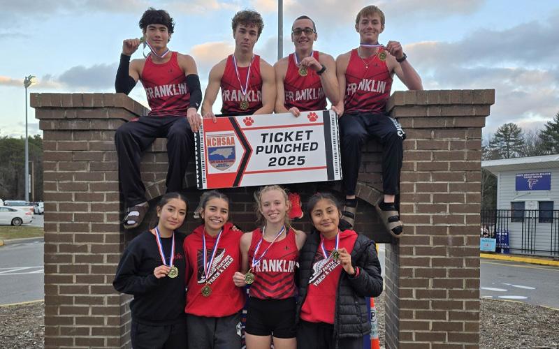 Photo submitted.  Franklin’s 4x400-meter relay teams are pictured at West Henderson Dec. 19.