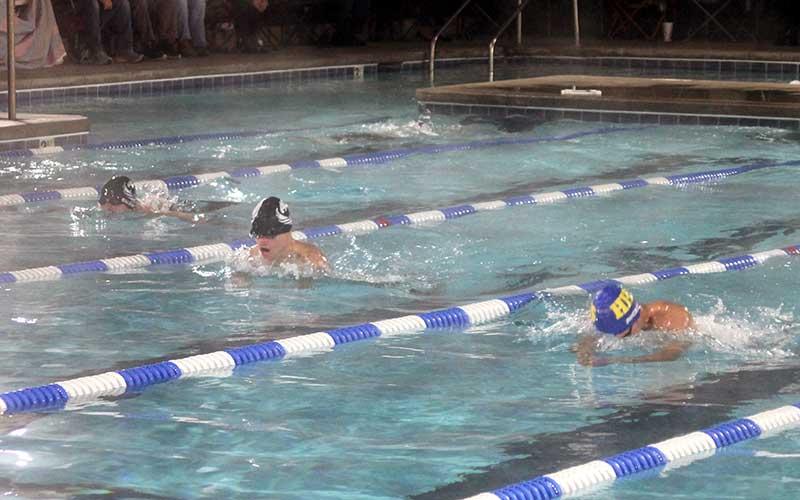 Press photo/Will Woolever - Isaiah Baldwin (left) and Jonah Brant swim the 100-yard breaststroke at Highlands Dec. 20.