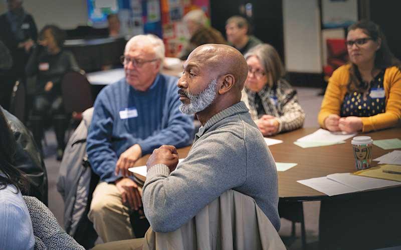 Photo/Bob Scott - Participants listen during the Martin Luther King Jr. program held Jan. 19 at First United Methodist Church in Franklin.