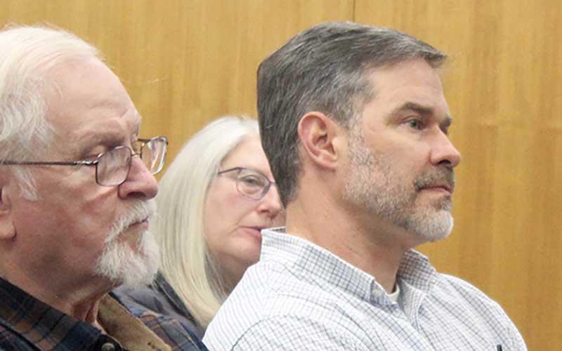 Press photo/Thomas Sherrill - New Macon County Planning, Permitting and Development Director Joe Allen (right) at the Jan. 14 Board of Commissioners meeting.