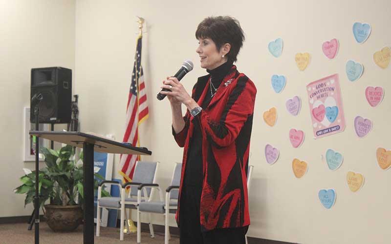 Press photo/Thomas Sherrill - N.C. Department of Information Technology Secretary and State Chief Information Officer Teena Piccione at the March 14 broadband town hall at Holly Springs Baptist Church.
