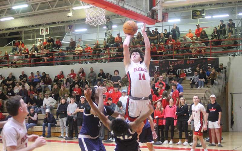 (Press photo/Will Woolever) Noah Brannon attempts a short jump shot versus High Point Central Feb. 25.
