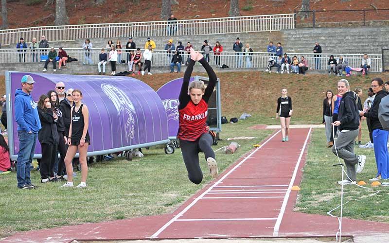 Sophomore Kamden Reis competes in the long jump at Western Carolina University March 7. (Press file photo)