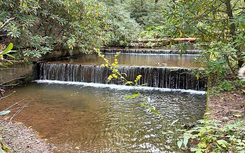 Press photo - The old Ball Creek Weir, part of the Coweeta Creek basin at the Coweeta Hydrologic Lab in Otto, where rain data has been collected for more than 90 years.