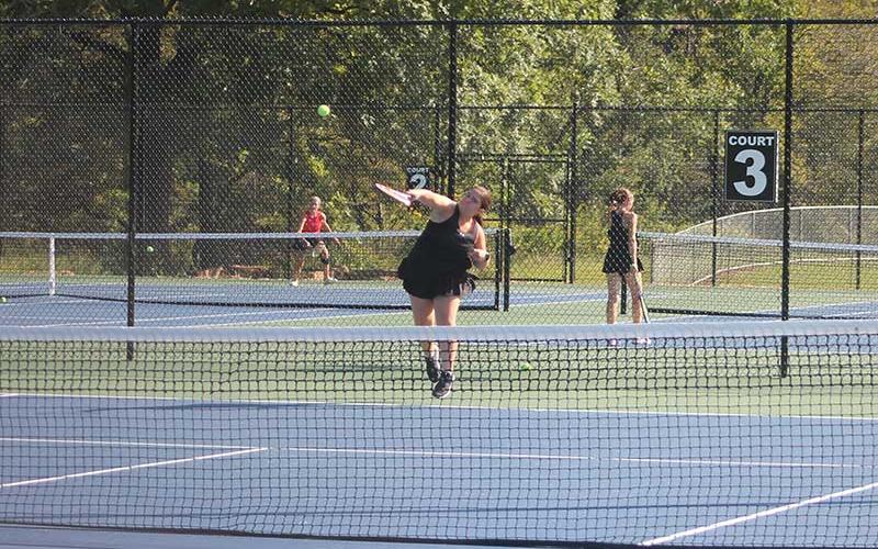 Press photo/Will Woolever - Junior Olivia Rinker serves to Pisgah Sept. 17.