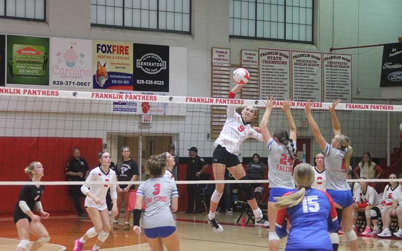 Press photo/Will Woolever - Sophomore Emma Hatch lifts a ball over the net versus West Henderson Oct. 6.