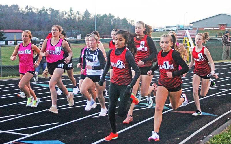 Press file photo - (From left) Amy Mendoza Lopez, Abigail Pope, Morgan Cress and Abigail Timan are pictured in Franklin’s home meet at Macon Middle School earlier this month.