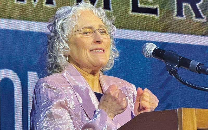 Press photo/Rachel Hoskins - Citizen of the Year Dr. Jennifer Brown speaks at the Chamber of Commerce banquet on Feb. 3.