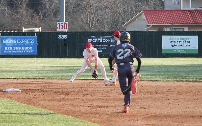 Press photo/Will Woolever - Anderson Terrell corrals a hard-hit ball versus Hayesville March 3. The junior leads the team in hits (5), runs scored (8) and ERA (1.17).