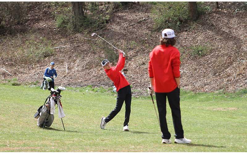 Press file photo - Bryce Bradley tracks his ball’s flight down the first fairway at the Franklin Golf Course last month.