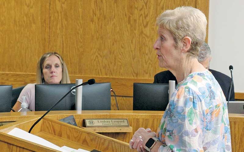 Press photo/Shelby Powell - Glenda Cook from Cullasaja Gorge Fire and Rescue requests a fire tax increase for the volunteer fire department.