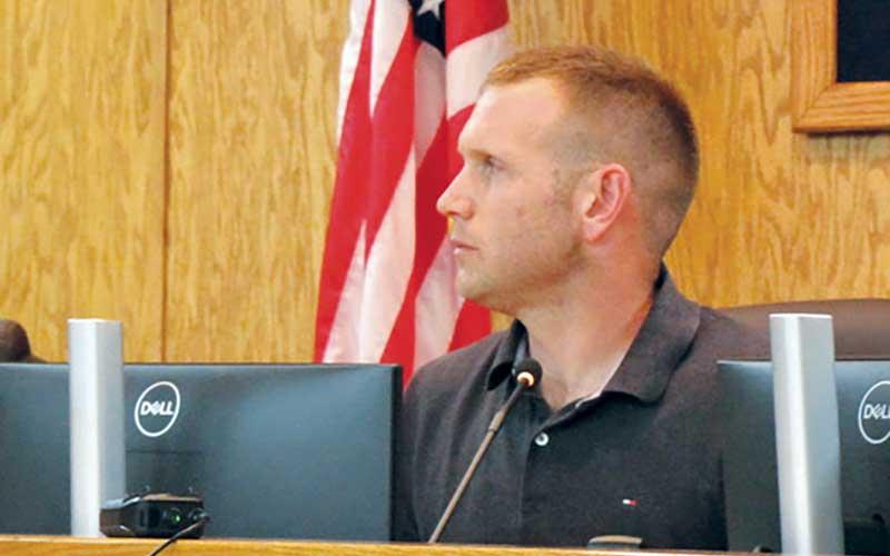 County Commissioner Chair Josh Young hears discussion on the county’s 2026-27 budget. (Press photo/Shelby Powell)