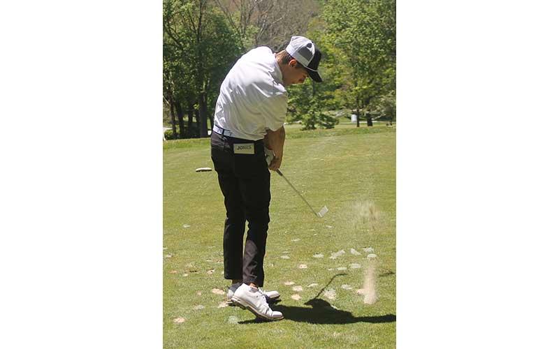 Jones tees off on Hole #6 at Highlands Falls Country Club during the 5A West Men’s Regional Championships May 4.