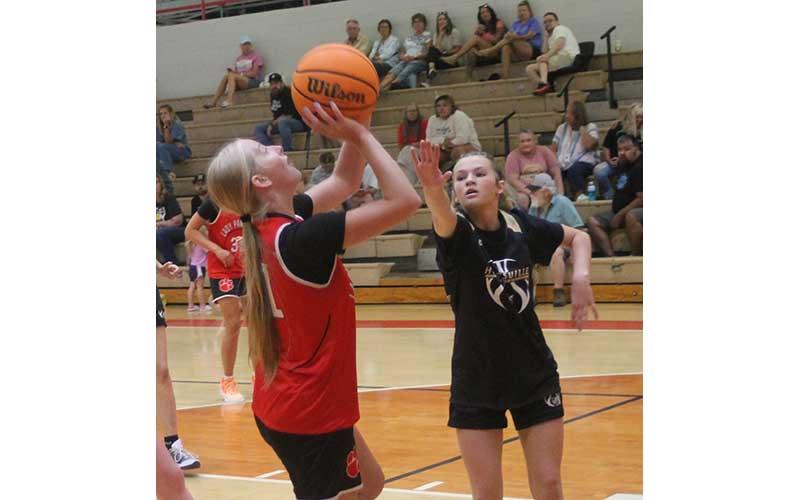 Junior Riley Love attempts a jump shot versus Hayesville. (Press photo/Will Woolever)